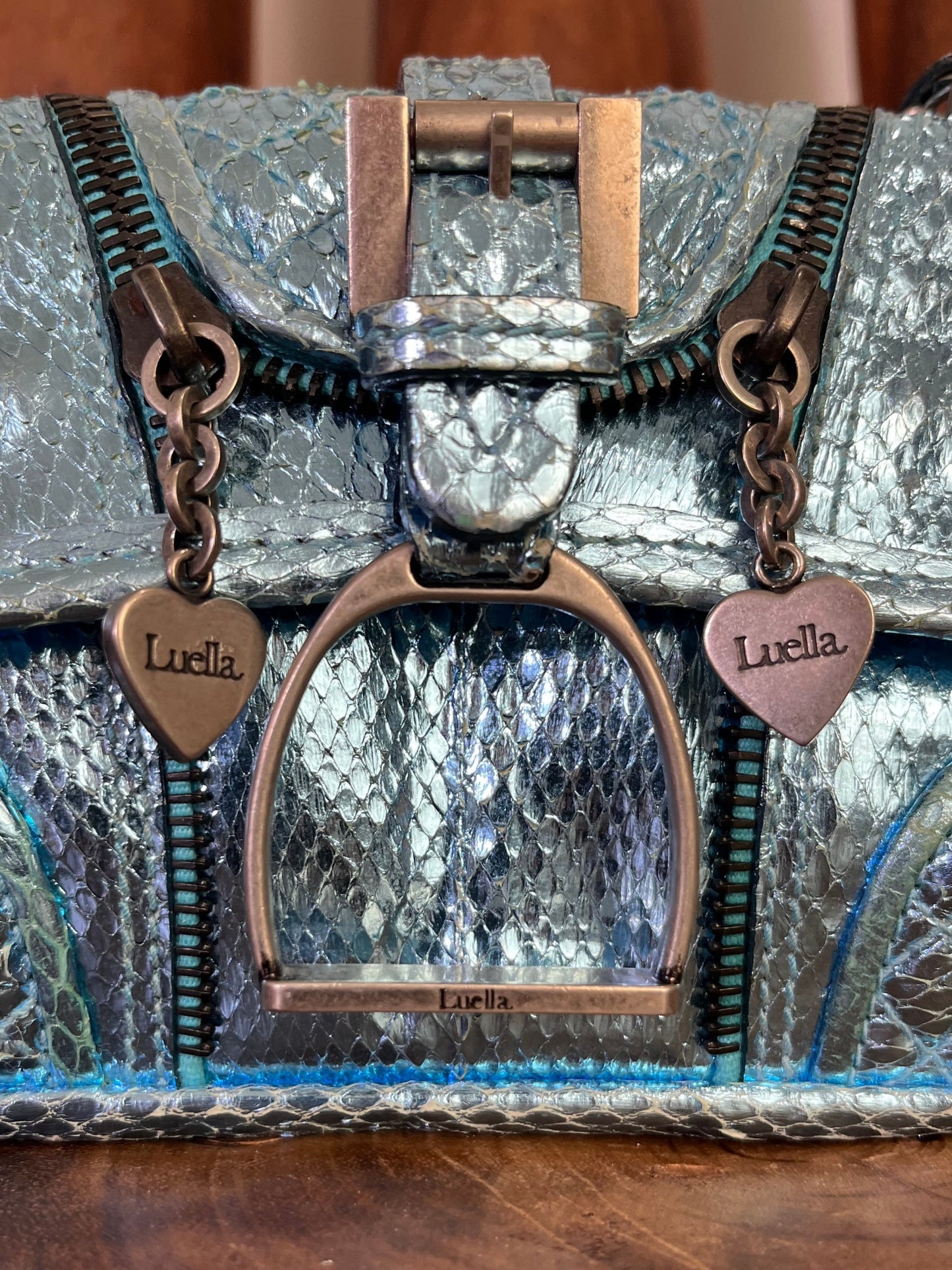 Vintage Luella Metallic Blue Snakeskin Handbag – Early 2000s It-Bag