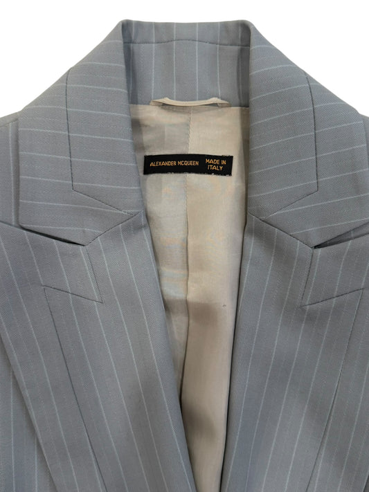 Alexander McQueen Pinstripe Tailored Jacket and Skirt Set Made in Italy Size 40