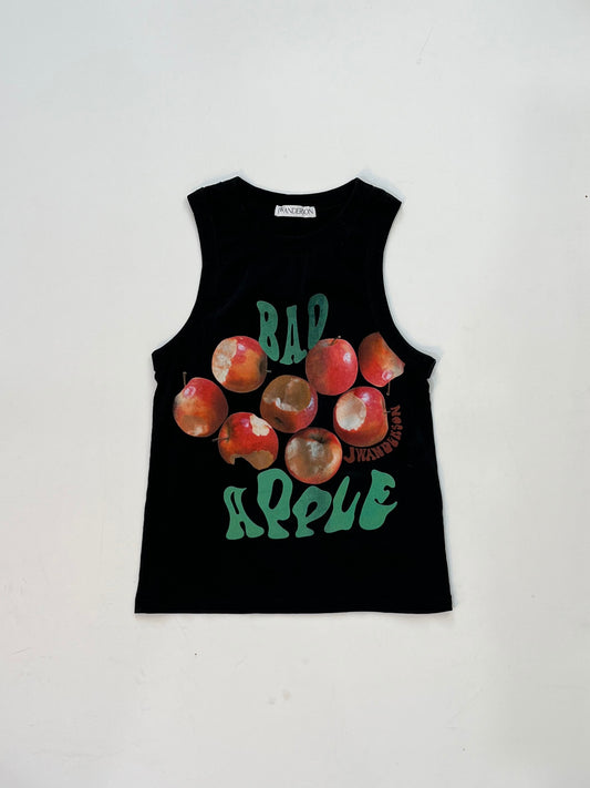 JW Anderson “Bad Apple” Graphic Tank Top – Organic Cotton Charcoal