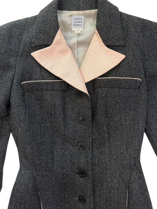 Hervé Léger Tailored Wool Jacket and Skirt Suit – Made in France – FR 38 / US 10