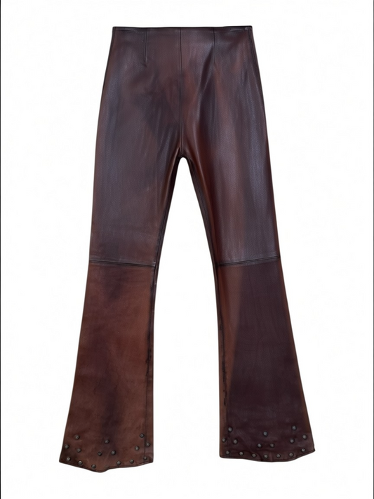 Chrome Hearts Brown Fleur Leather Pants