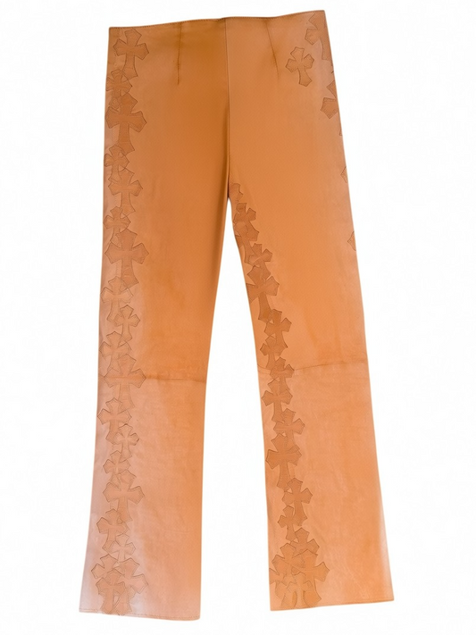 Chrome Hearts Orange Cross flooded Leather Pants