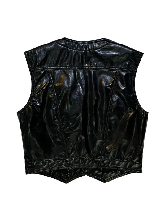 Vintage Versace Jeans Couture Black Patent Leather Vest