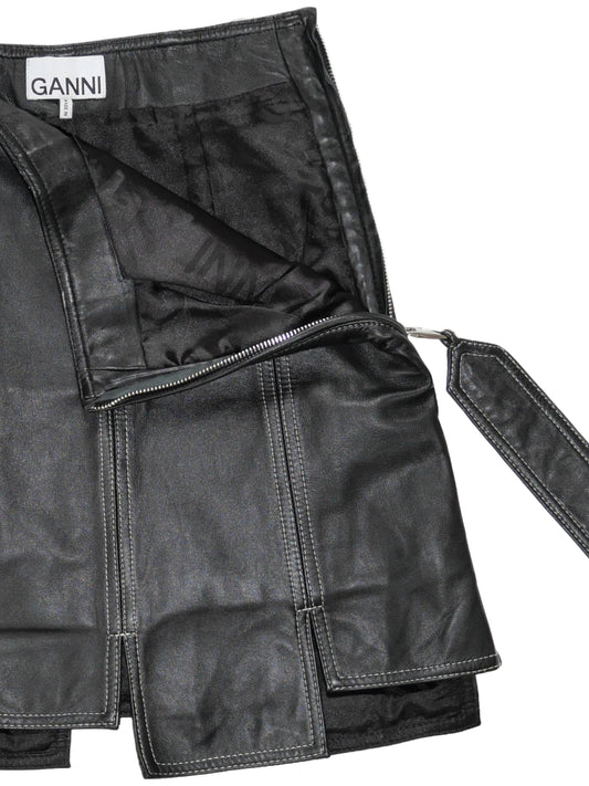 GANNI Leather Panelled Mini Skirt