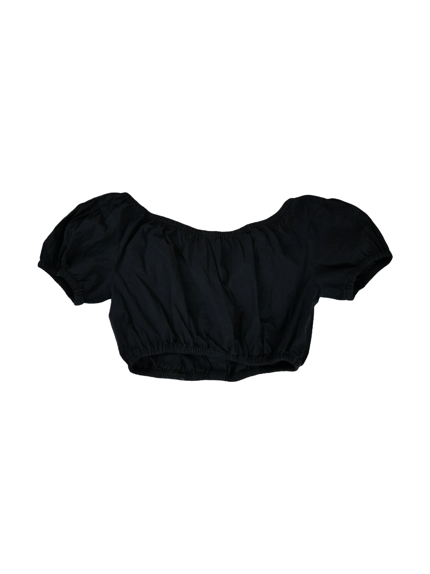 Archival Dolce & Gabbana Cropped Puff-Sleeve Top – Black Y2K Off-Shoulder Blouse (Made in Italy)