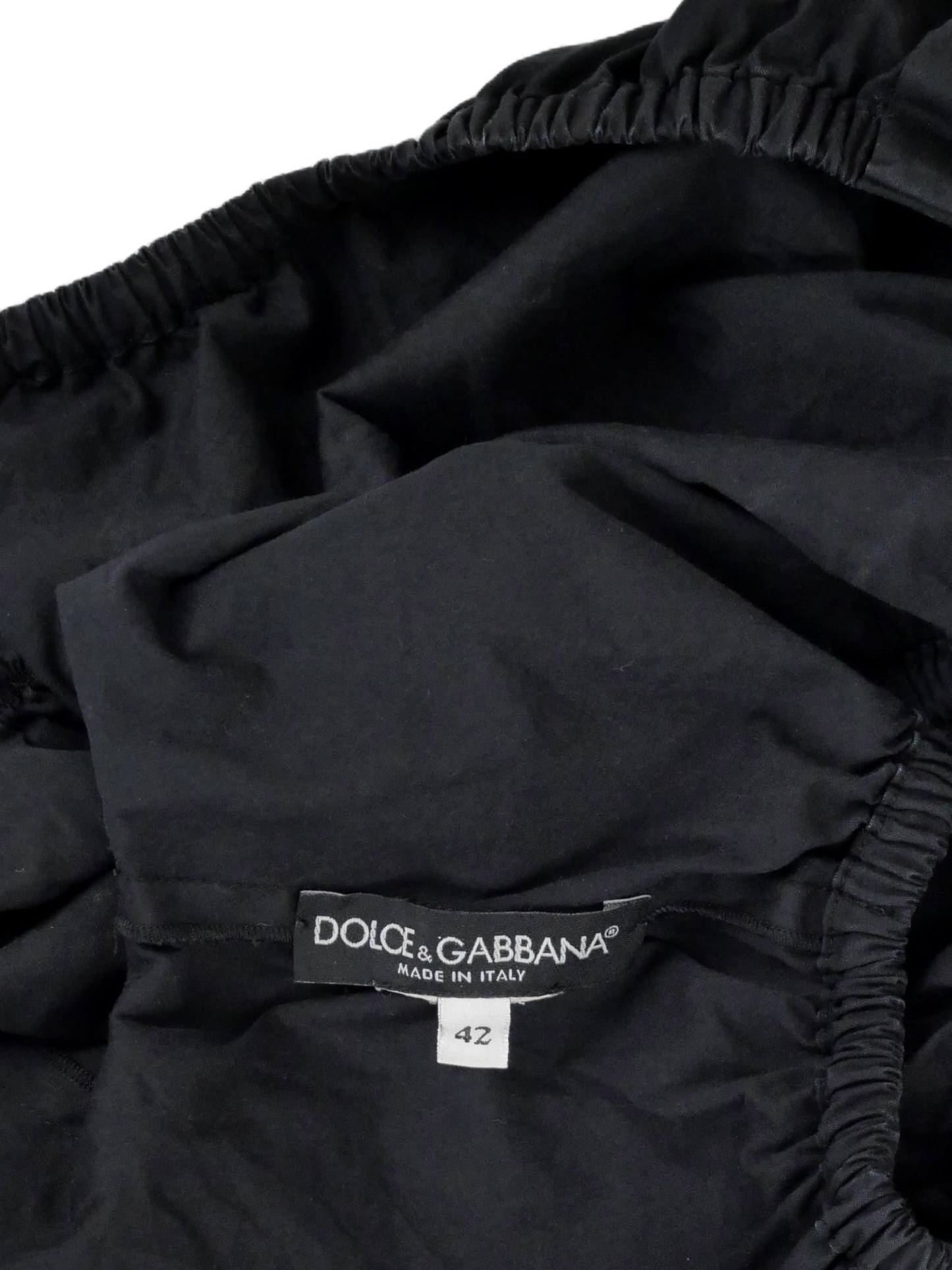 Archival Dolce & Gabbana Cropped Puff-Sleeve Top – Black Y2K Off-Shoulder Blouse (Made in Italy)