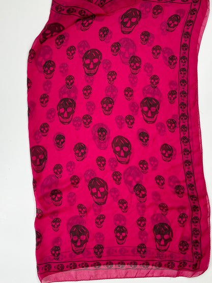Alexander McQueen Skull Scarf – Hot Pink Silk Chiffon Iconic Print (Y2K Classic)