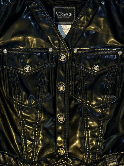 Vintage Versace Jeans Couture Black Patent Leather Vest