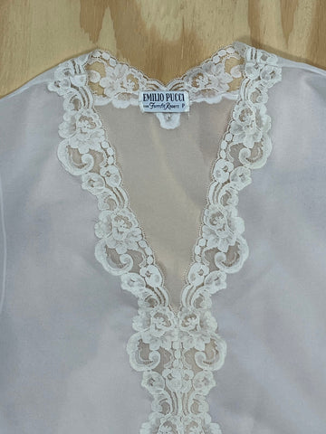 Vintage Emilio Pucci Sheer Lace Tunic – 1970s White Blouse