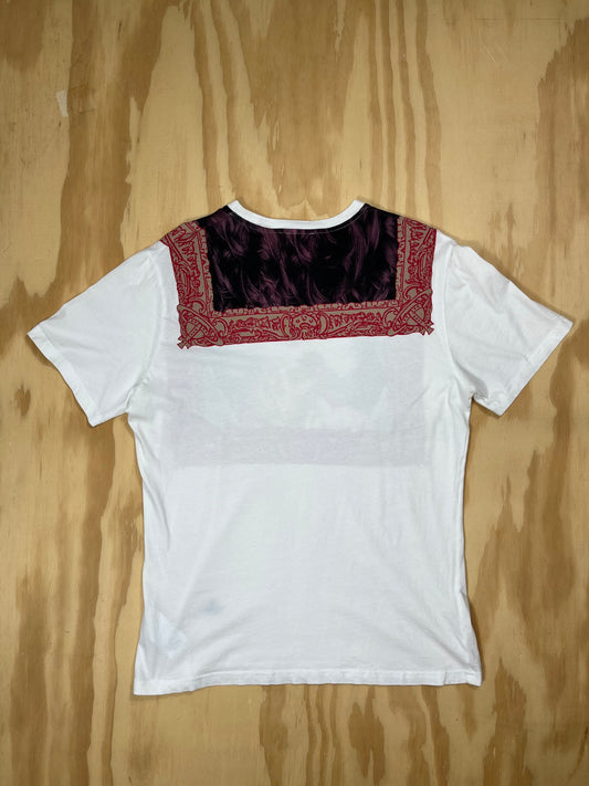 1990 Vivienne Westwood cleavage print t-shirt, white cotton, back view flat lay.
