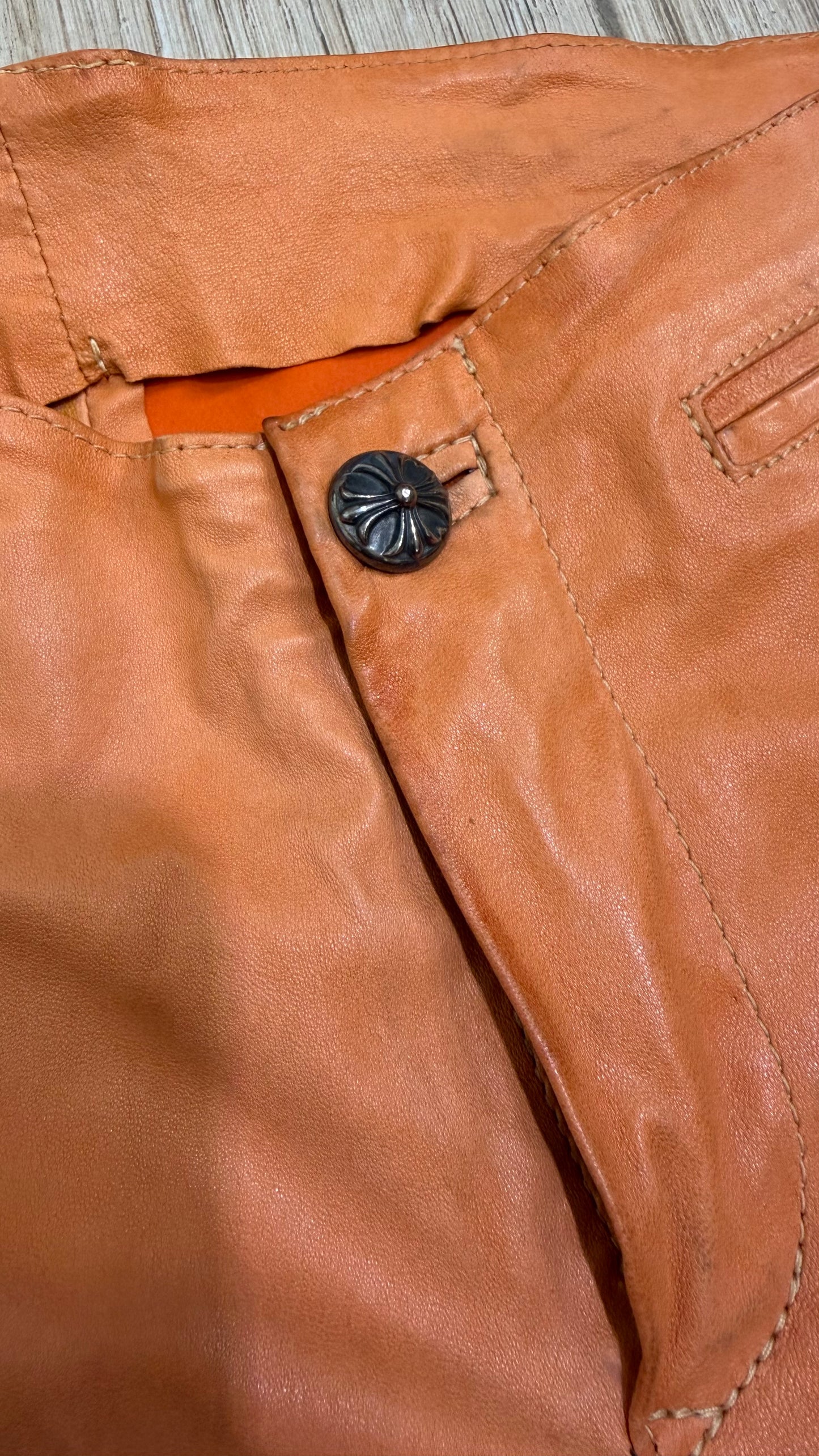 Chrome Hearts Orange Cross flooded Leather Pants