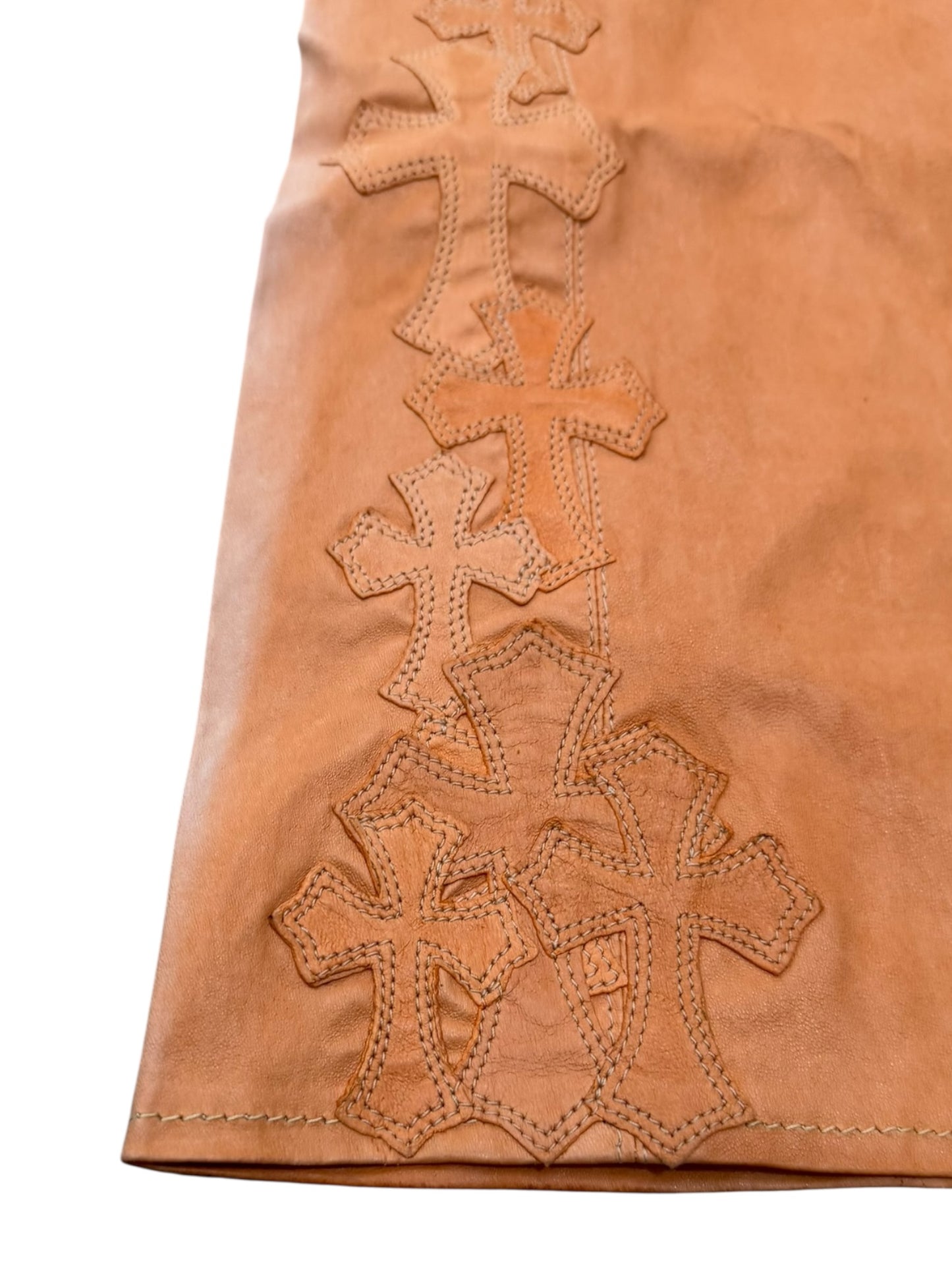 Chrome Hearts Orange Cross flooded Leather Pants