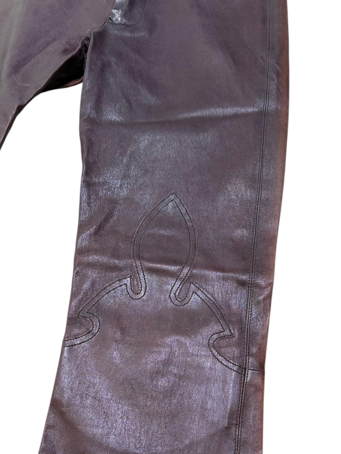 Chrome Hearts Brown Fleur Leather Pants