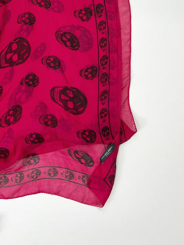 Alexander McQueen Skull Scarf – Hot Pink Silk Chiffon Iconic Print (Y2K Classic)