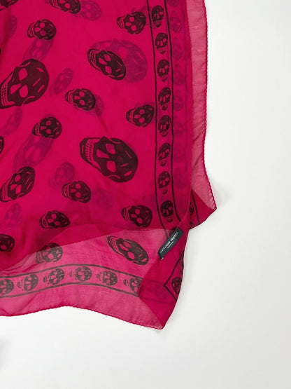 Alexander McQueen Skull Scarf – Hot Pink Silk Chiffon Iconic Print (Y2K Classic)