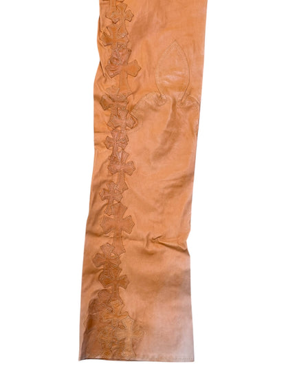 Chrome Hearts Orange Cross flooded Leather Pants