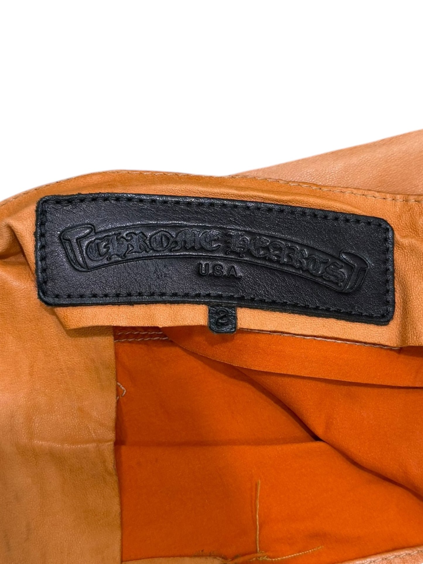 Chrome Hearts Orange Cross flooded Leather Pants