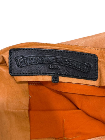 Chrome Hearts Orange Cross flooded Leather Pants