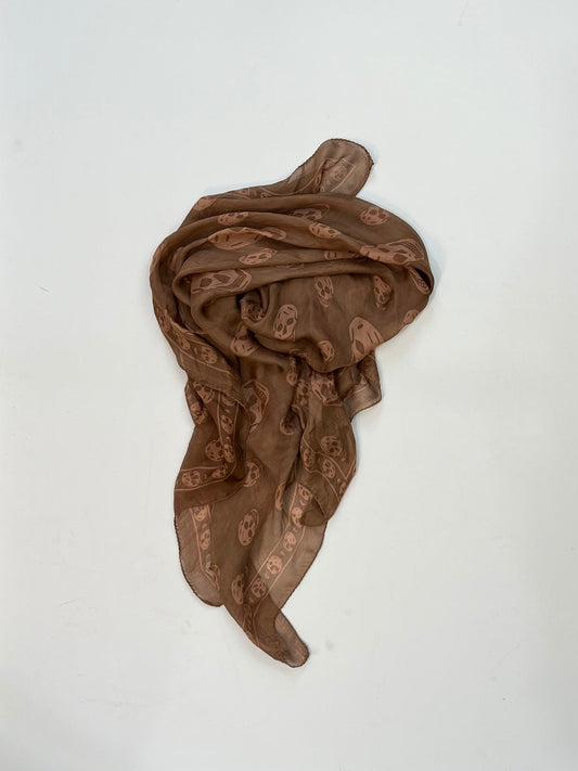 Alexander McQueen Skull Scarf – Brown & Pink