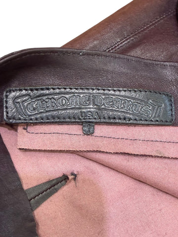 Chrome Hearts Brown Fleur Leather Pants