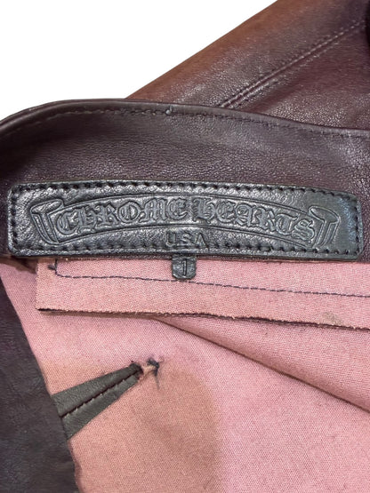 Chrome Hearts Brown Fleur Leather Pants