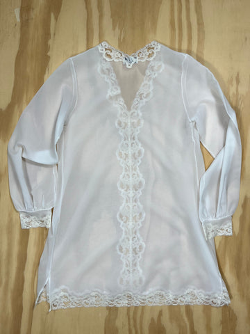 Vintage Emilio Pucci Sheer Lace Tunic – 1970s White Blouse