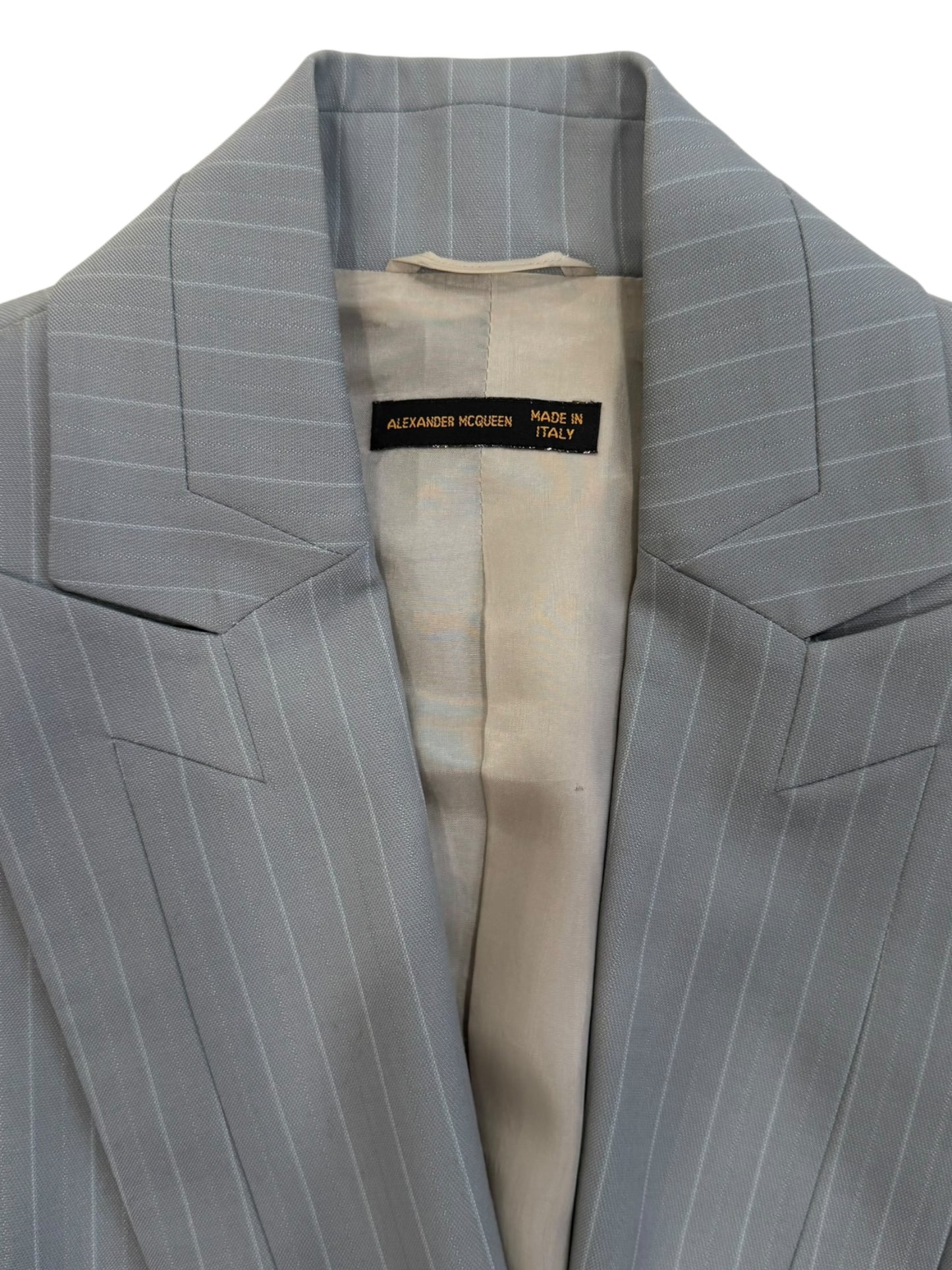 Alexander McQueen Pinstripe Tailored Jacket and Skirt Set Made in Italy Size 40