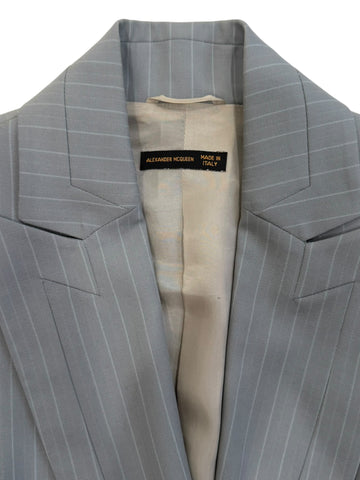 Alexander McQueen Pinstripe Tailored Jacket and Skirt Set Made in Italy Size 40