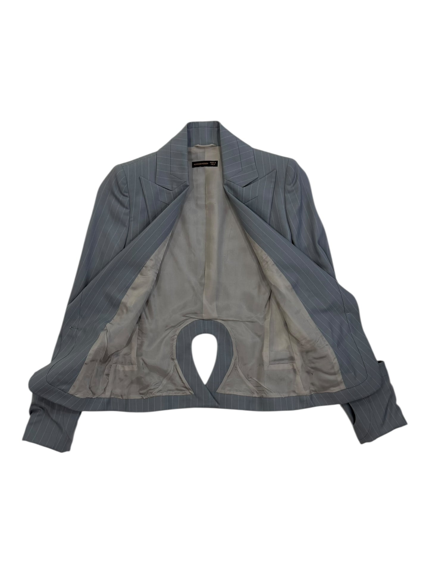 Alexander McQueen Pinstripe Tailored Jacket and Skirt Set Made in Italy Size 40