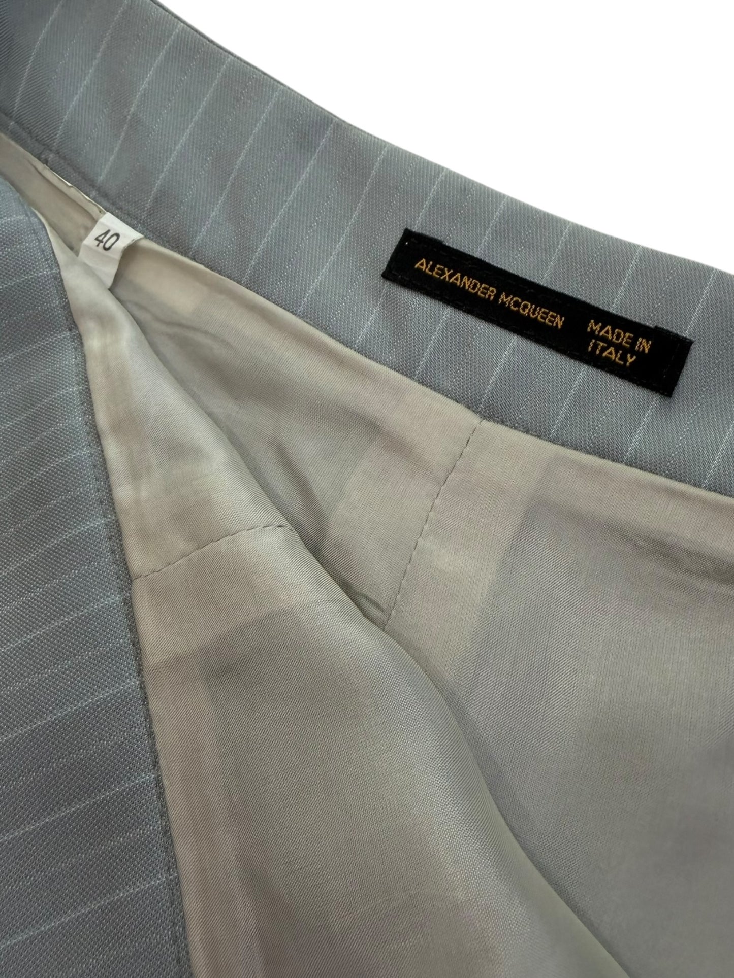Alexander McQueen Pinstripe Tailored Jacket and Skirt Set Made in Italy Size 40