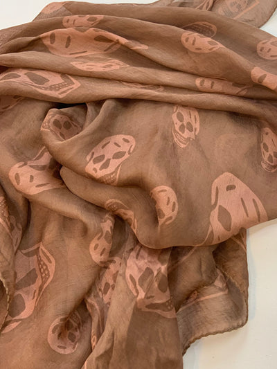 Alexander McQueen Skull Scarf – Brown & Pink