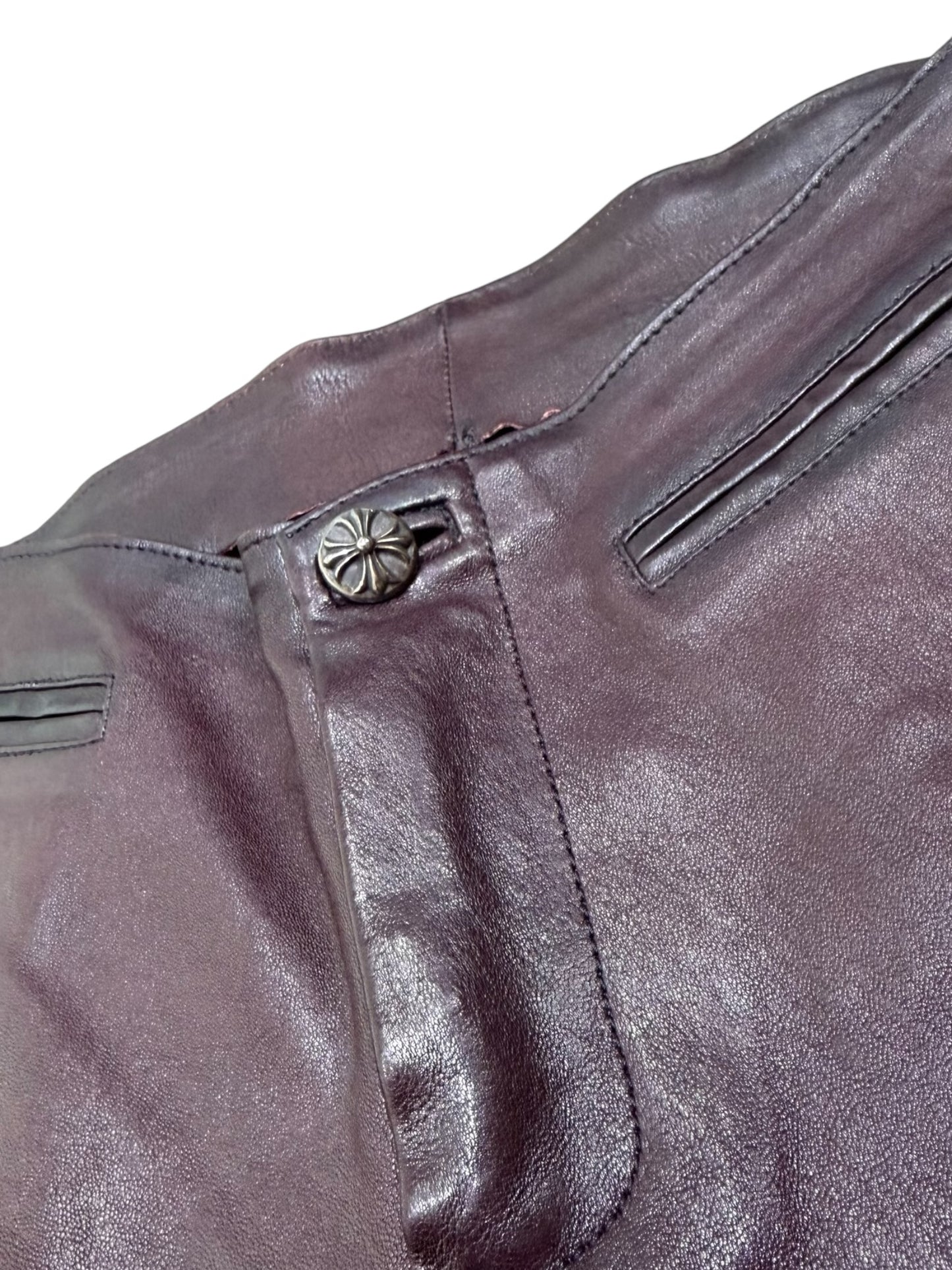 Chrome Hearts Brown Fleur Leather Pants