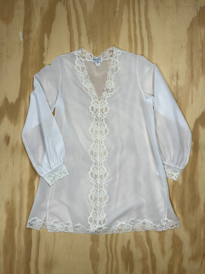 Vintage Emilio Pucci Sheer Lace Tunic – 1970s White Blouse
