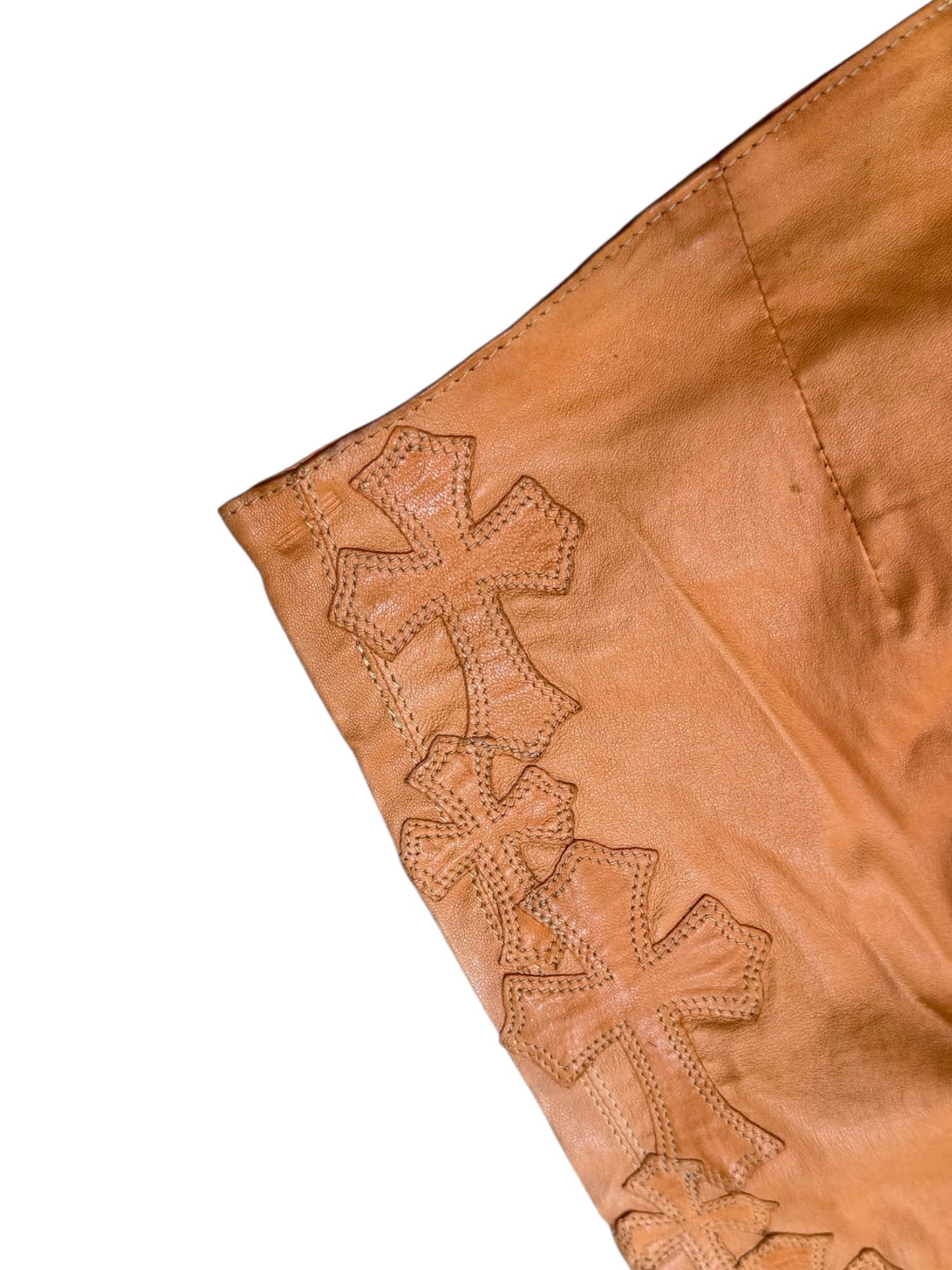 Chrome Hearts Orange Cross flooded Leather Pants