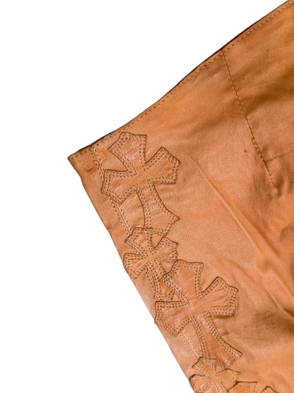 Chrome Hearts Orange Cross flooded Leather Pants