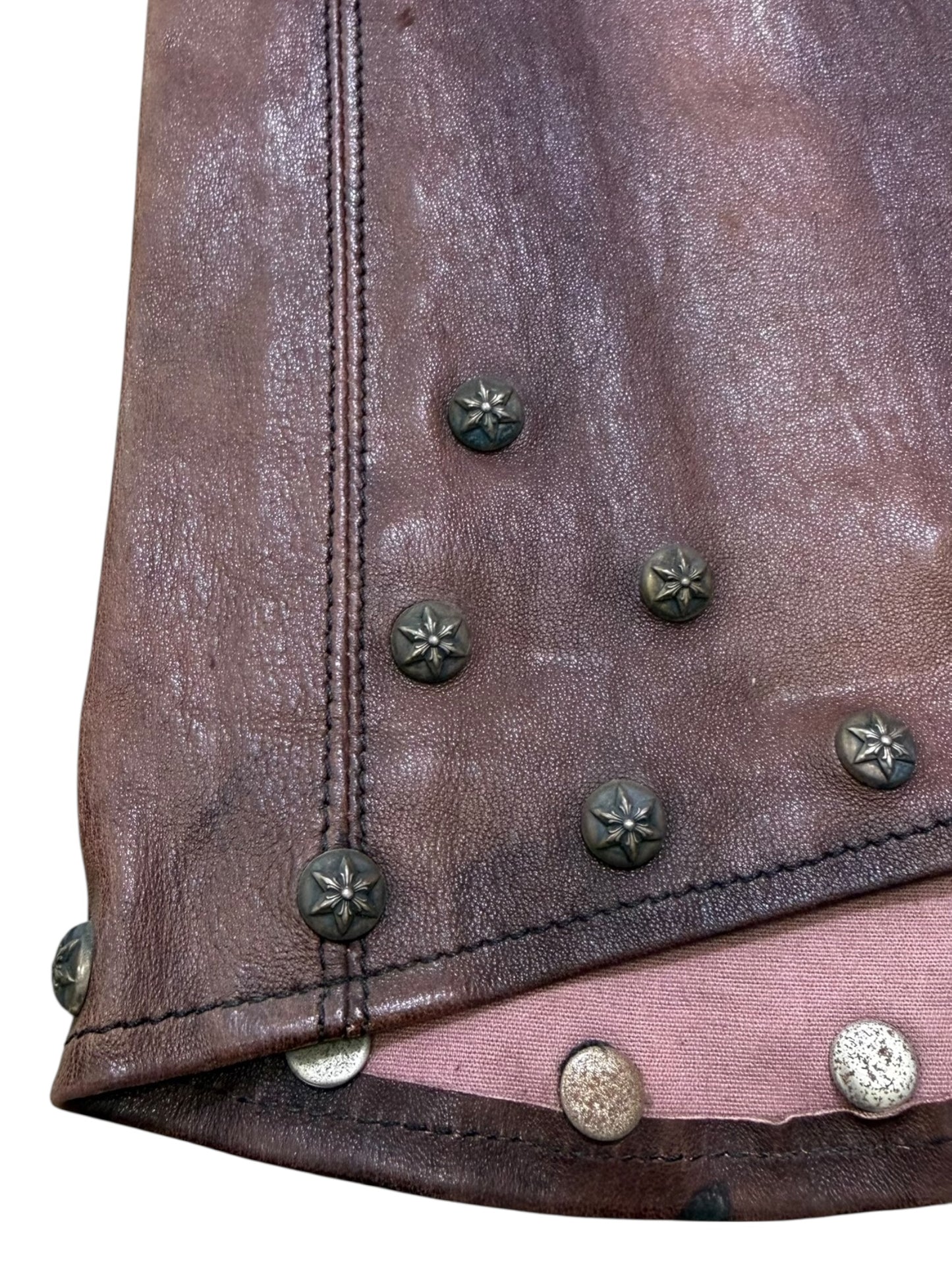 Chrome Hearts Brown Fleur Leather Pants