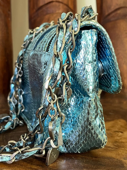 Vintage Luella Metallic Blue Snakeskin Handbag – Early 2000s It-Bag