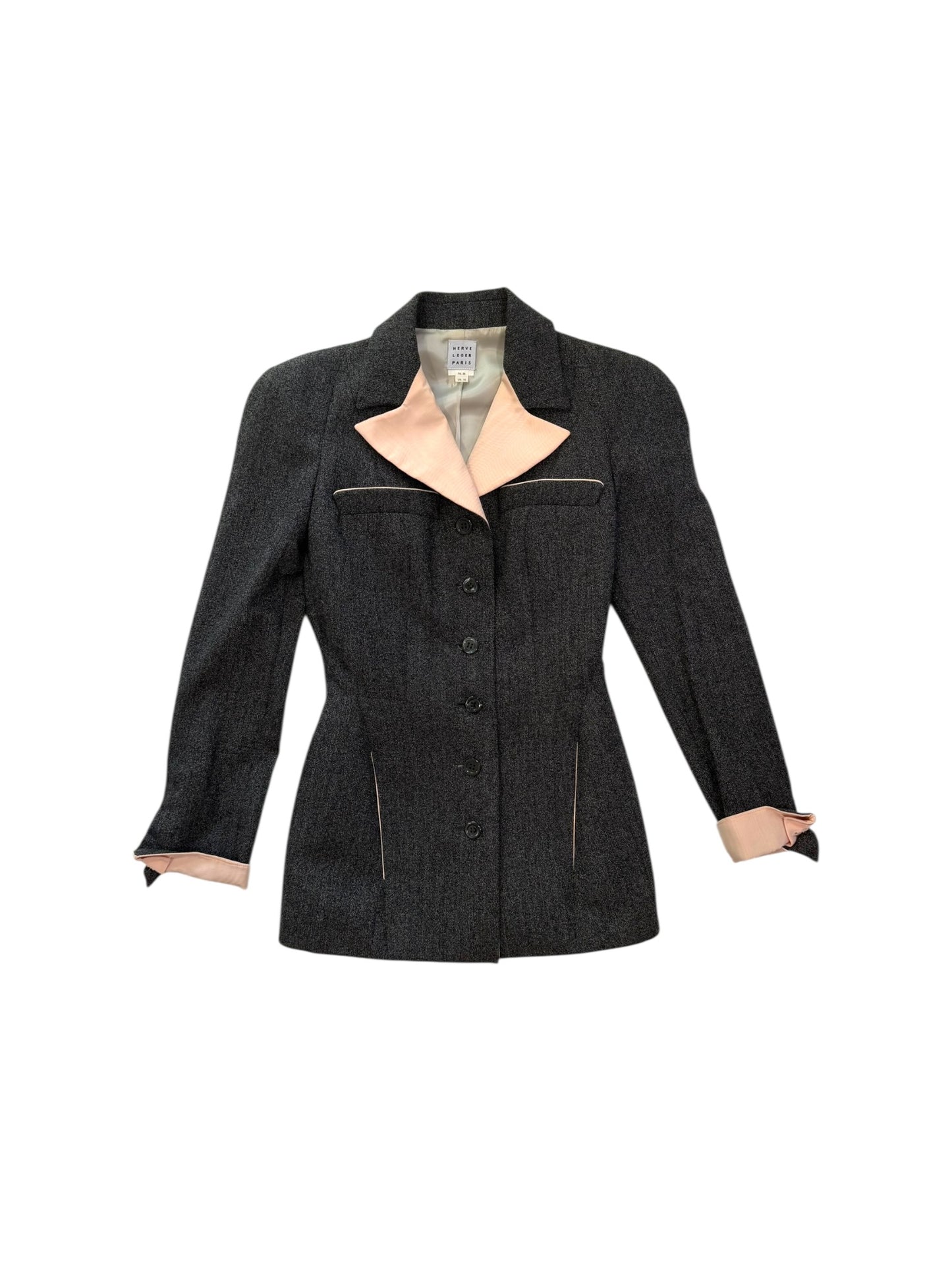 Hervé Léger Tailored Wool Jacket and Skirt Suit – Made in France – FR 38 / US 10