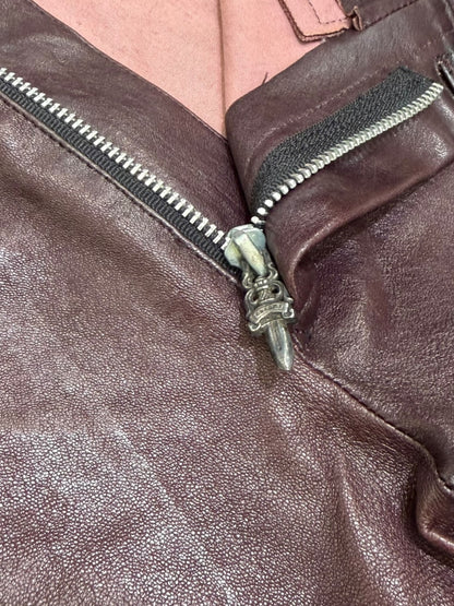 Chrome Hearts Brown Fleur Leather Pants