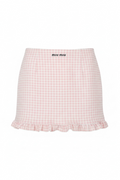 Miu Miu Pink Gingham Ruffle Mini Skirt