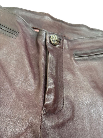 Chrome Hearts Brown Fleur Leather Pants