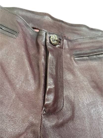 Chrome Hearts Brown Fleur Leather Pants
