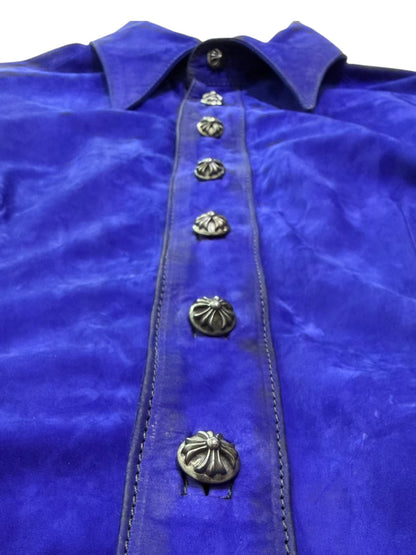 Chrome Hearts Blue Suede Shirt