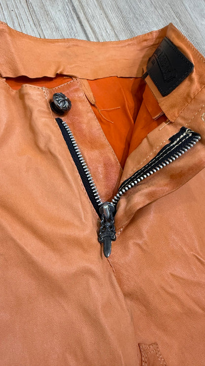 Chrome Hearts Orange Cross flooded Leather Pants