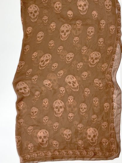 Alexander McQueen Skull Scarf – Brown & Pink