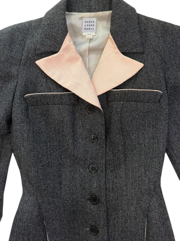 Hervé Léger Tailored Wool Jacket and Skirt Suit – Made in France – FR 38 / US 10