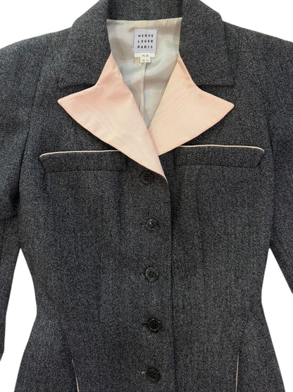 Hervé Léger Tailored Wool Jacket and Skirt Suit – Made in France – FR 38 / US 10