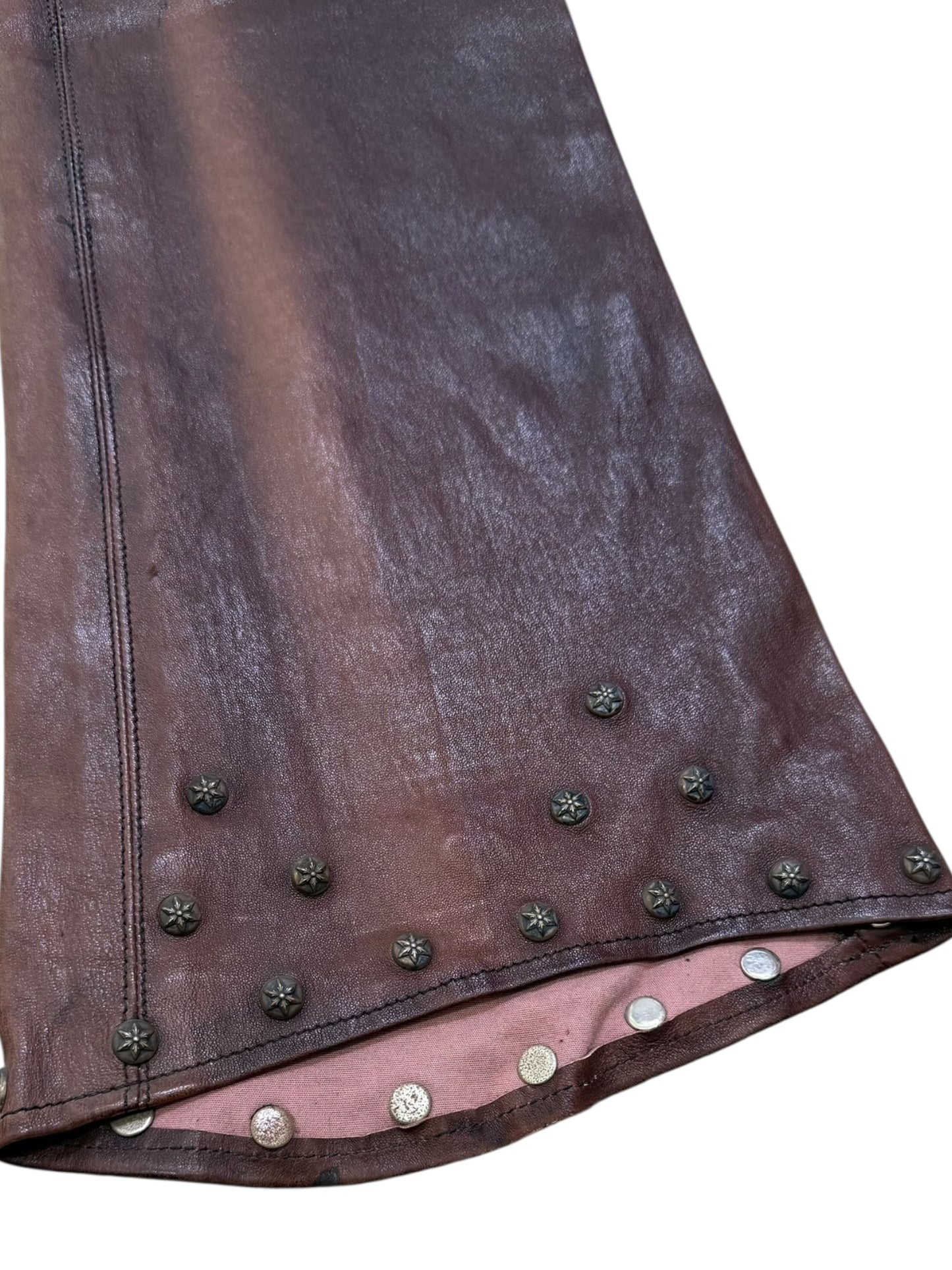 Chrome Hearts Brown Fleur Leather Pants