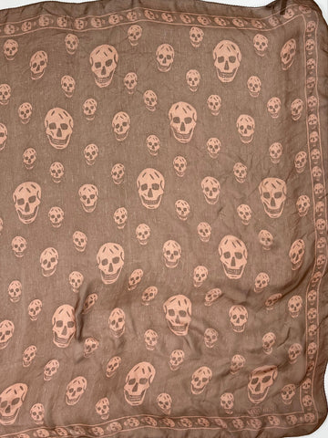 Alexander McQueen Skull Scarf – Brown & Pink