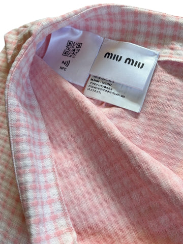 Miu Miu Pink Gingham Ruffle Mini Skirt